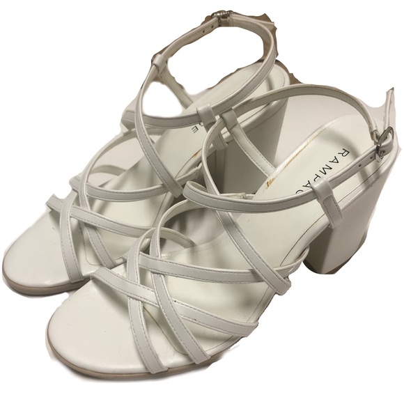 Rampage Women's Celia Heeled Sandals - Strappy Double Band Mid Heel Mule With Cushioned Comfort
